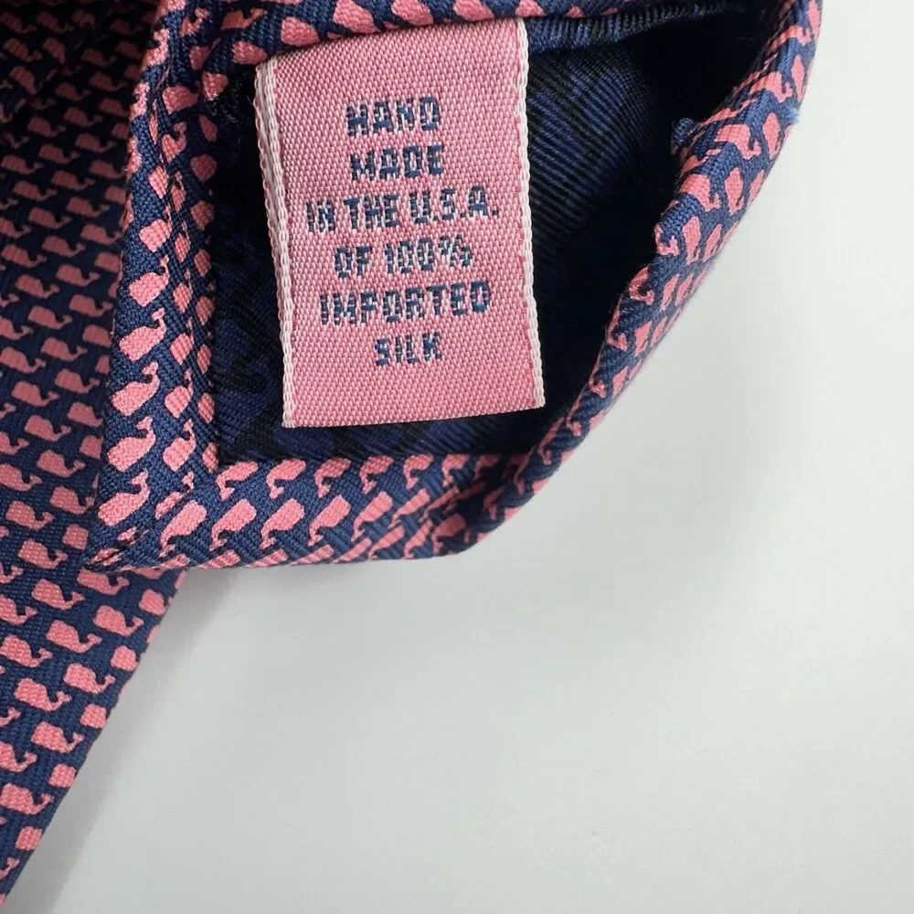 Vineyard Vines Shep & Ian Men's Silk Necktie Micro Whales Print Navy 61.5